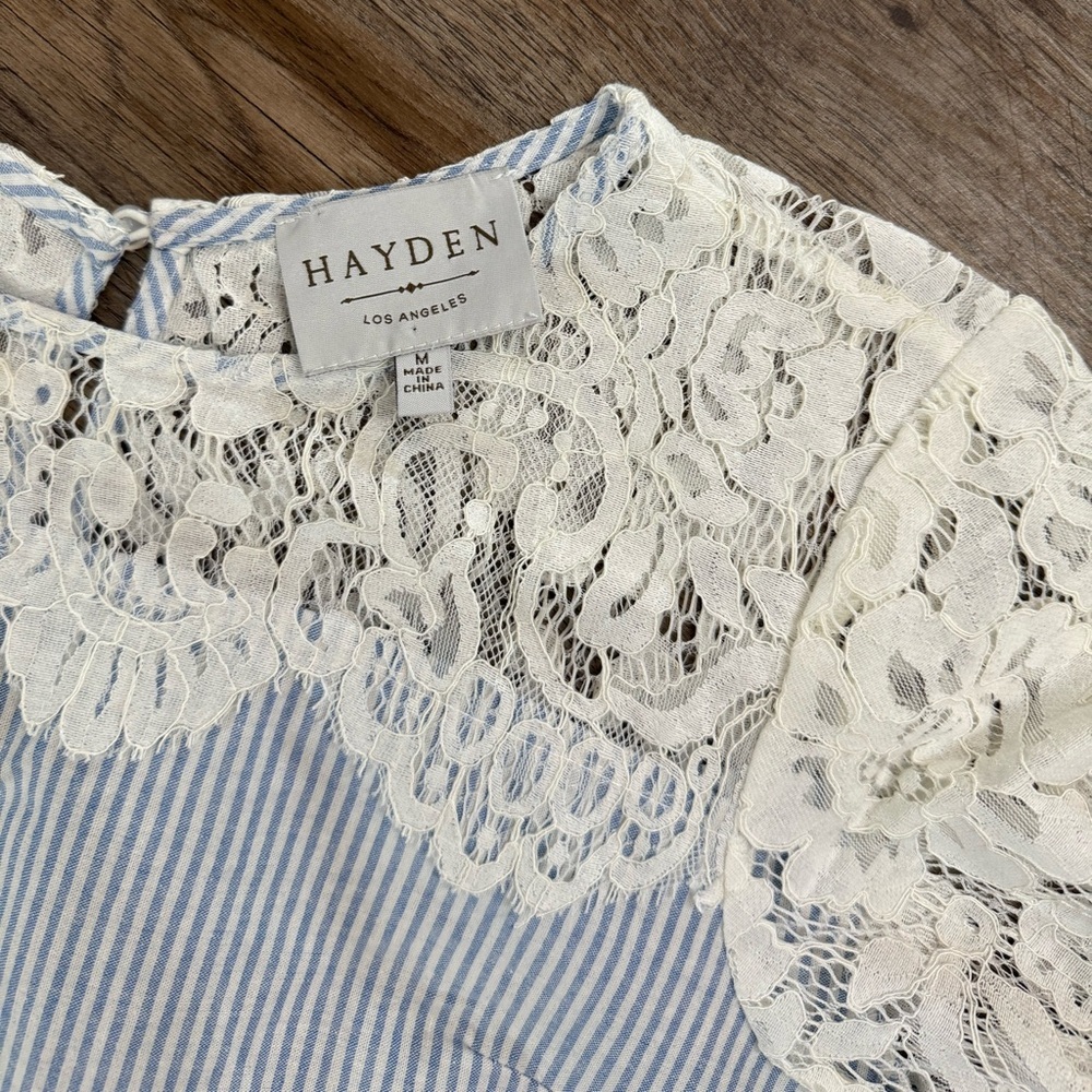 Hayden • Preppy Cotton and Lace Striped Mini Dress - Picture 3 of 13